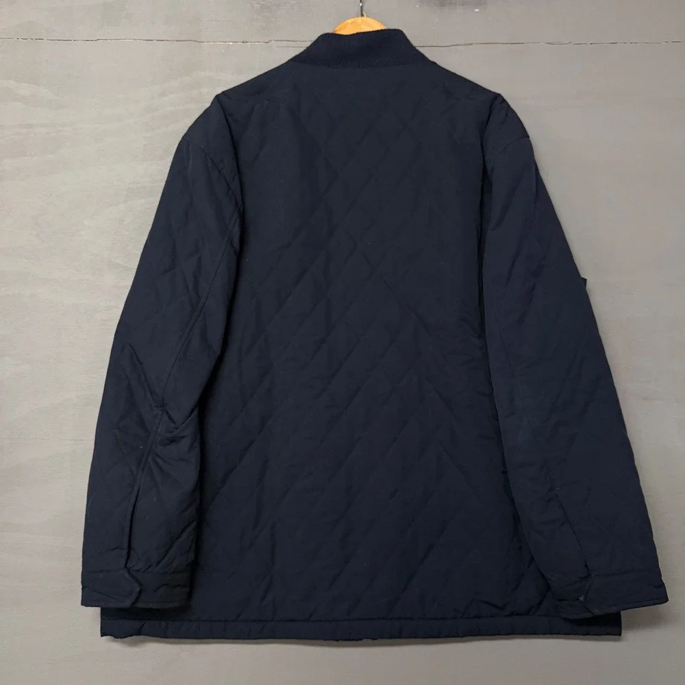 Vintage Polo Ralph Lauren Quilted Bomber Jacket Navy Blue Wool Lined‎ XXL